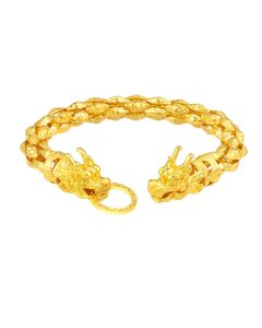 916 Gold Dual Dragon Bracelet