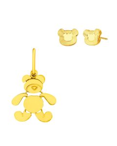 916 Gold Teddy Earrings & Pendant