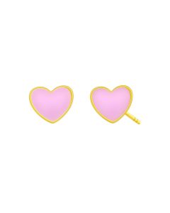 916 Gold Pink Heart Earrings