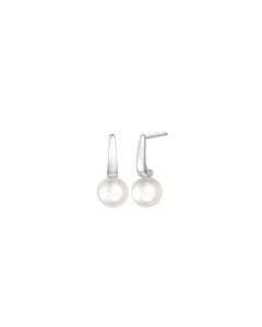 White Gold Pearl Earrings
