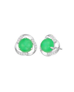 WHITE GOLD JADE EARRING
