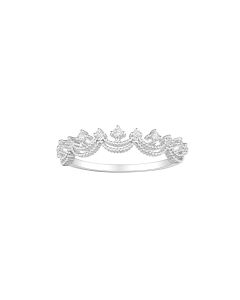 White Gold Diamond Sparkle Dual-Tiered Crown Ring