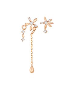 KStyle Rose Gold Diamond Flower Drop Earrings