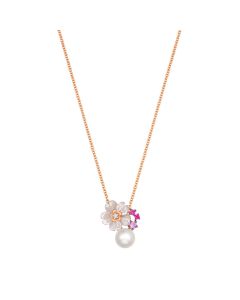 Pearl with Pink Quartz and Coloured Gems Necklace