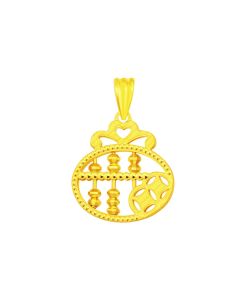 999 Gold Oval Abacus Pendant