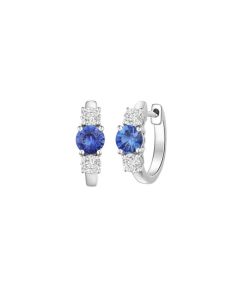 Sapphire with Diamonds Hoop Earrings