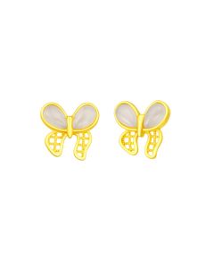 999 Gold Nephrite Ribbon Earrings