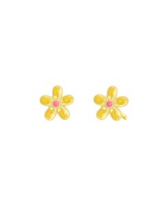 Yellow Gold Flower Earrings