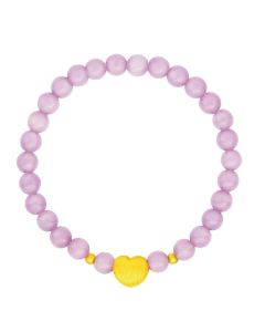999 Gold Heart charm with beads 