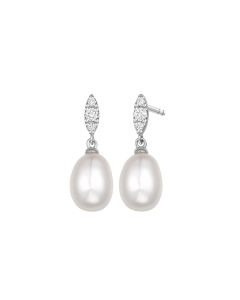 Pearl with Diamonds Swing Earrings