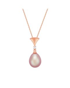 Perole 14K Rose Gold Diamond Pearl Pendant