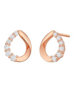 Glitz Half Pave Diamond Earrings