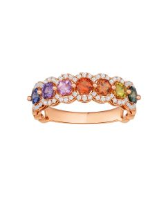 Prestigio Multi-Coloured Sapphire with Diamonds Ring