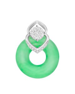 Jade with Cluster Diamonds Loop Round Pendant