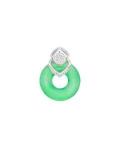 Jade with Cluster Diamonds Loop Round Pendant