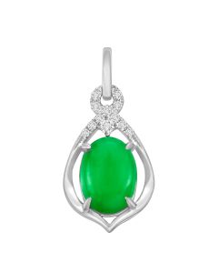 Jade with Diamonds Cabochon Pendant