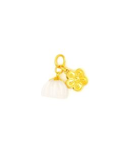 999 Gold Nephrite Lotus Pendant