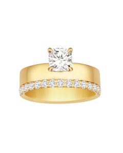 Cigar Tiered Cushion Square Diamond Ring