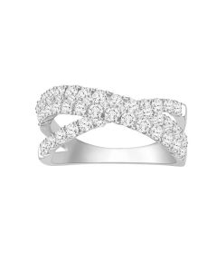 Double Paved Crossed Diamond Ring