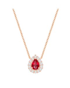 Ruby Diamond Halo Necklace