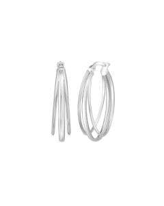 Tripple Lined Hoop White Gold Earrings