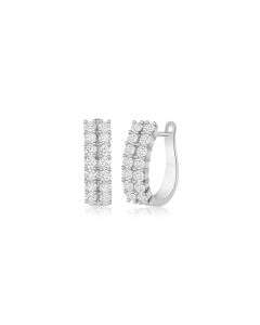 White Gold Dual Pavé Huggie Earring