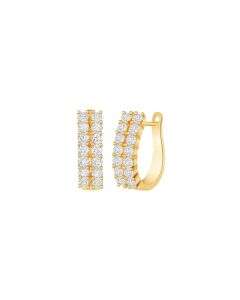 Yellow Gold Dual Pavé Huggie Earring