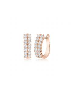 Rose Gold Dual Pavé Huggie Earring