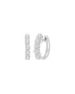 White Gold Clustered Huggie Earrings