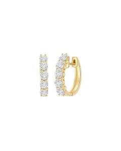 Yellow Gold Clustered Huggie Earrings
