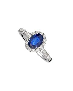 Blue Sapphire in Full Diamonds Ring