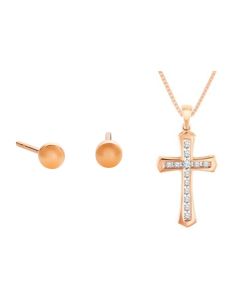 Diamond Cross Pendant & Earring