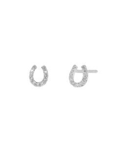 White Gold Horseshoe Earrings