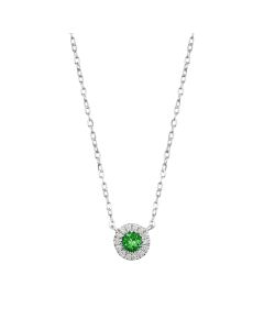 Emerald with Diamonds Halo Necklace