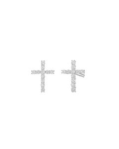 White Gold Cross Earrings