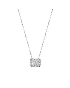 White Gold Diamond Rectangle Necklace  