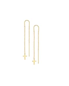 916 Gold Cross Dangly Earrings