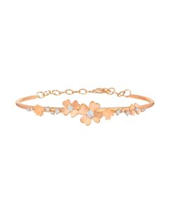 Diamond Rose Gold Four Leaf Clover Bangle