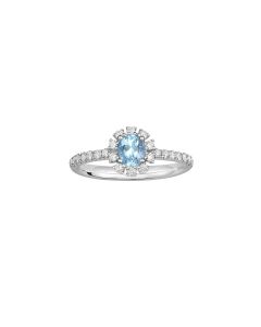 White Gold Aquamarine & Diamond Ring