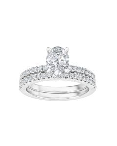 Oval Cut Double Pave Band Diamond Ring