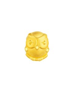 999 Gold Cheerful Owl Charm