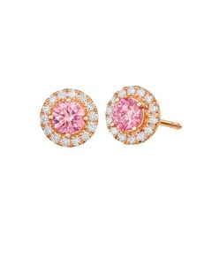 Pink Diamond Halo Earrings 