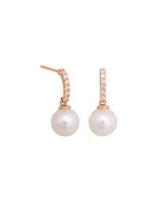 Pearl Rose Gold Diamond Drop Earrings