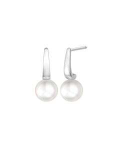 White Gold Pearl Earrings
