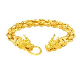 916 Gold Dual Dragon Bracelet