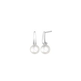 White Gold Pearl Earrings