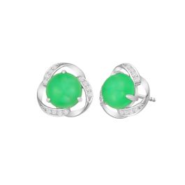 WHITE GOLD JADE EARRING