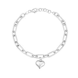 White Gold Heart Charm Link Bracelet