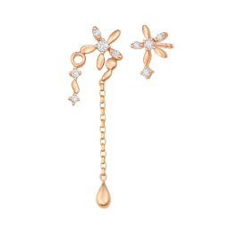 KStyle Rose Gold Diamond Flower Drop Earrings