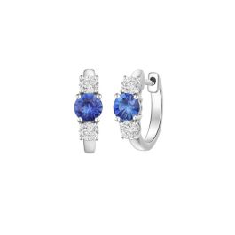 Sapphire with Diamonds Hoop Earrings